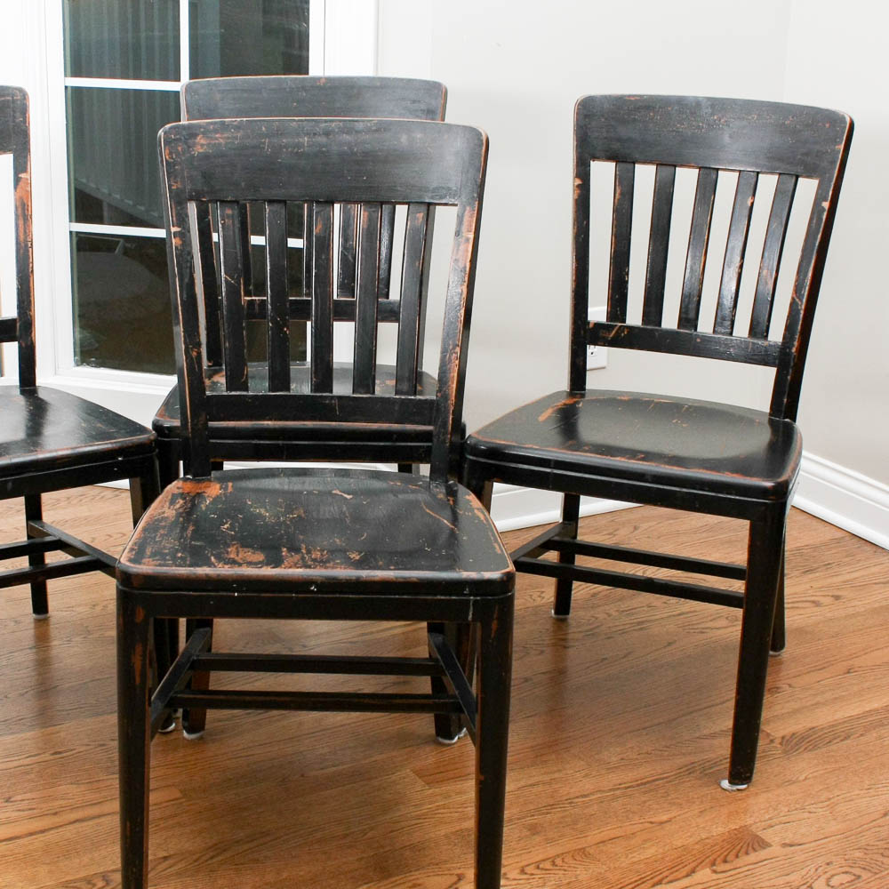 Set of Four Vintage Courtroom Chairs