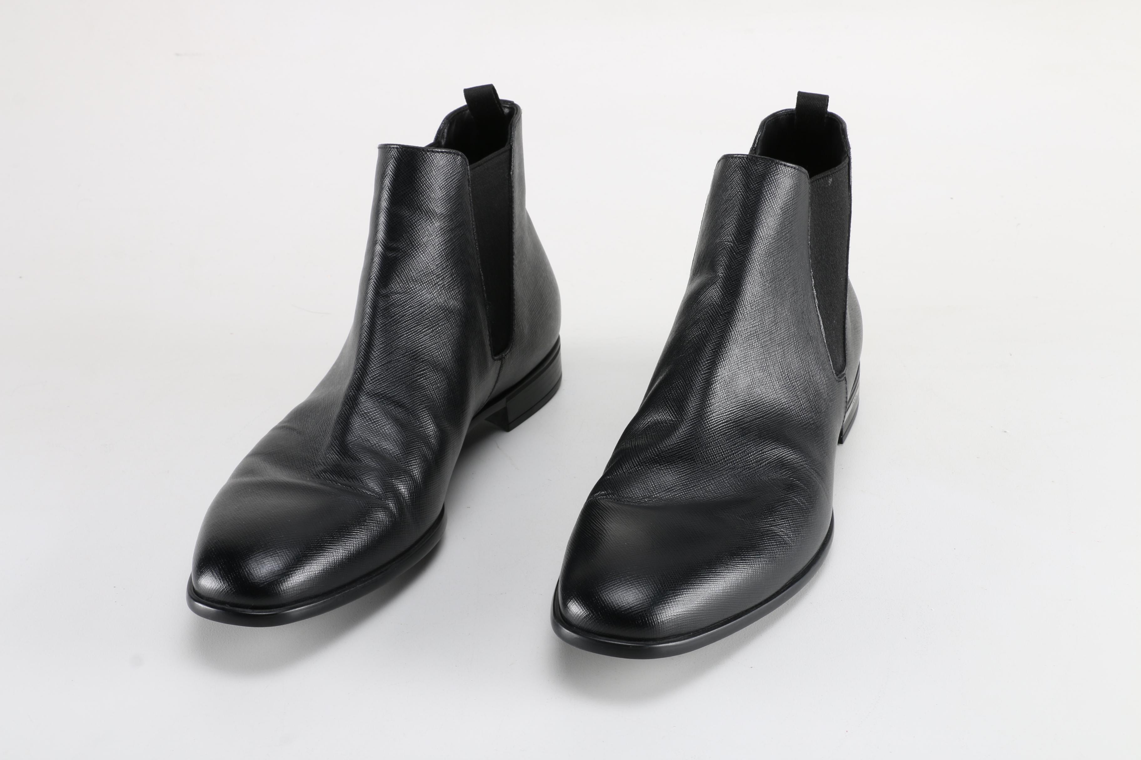 Men's Prada Saffiano Leather Chelsea Boots Size 10