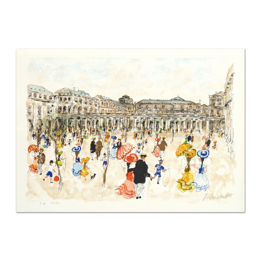 Urbain Huchet Limited Edition Signed Lithograph "Louvre"