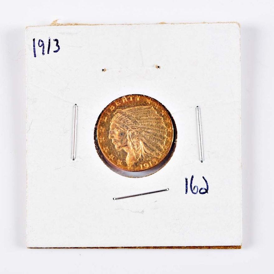 1913 $2.5 Indian Head Gold Coin