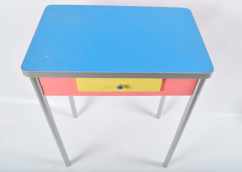 Vintage Painted Child's Desk With Bench