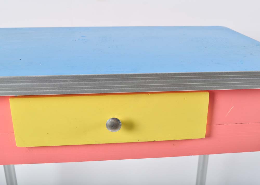 Vintage Painted Child's Desk With Bench