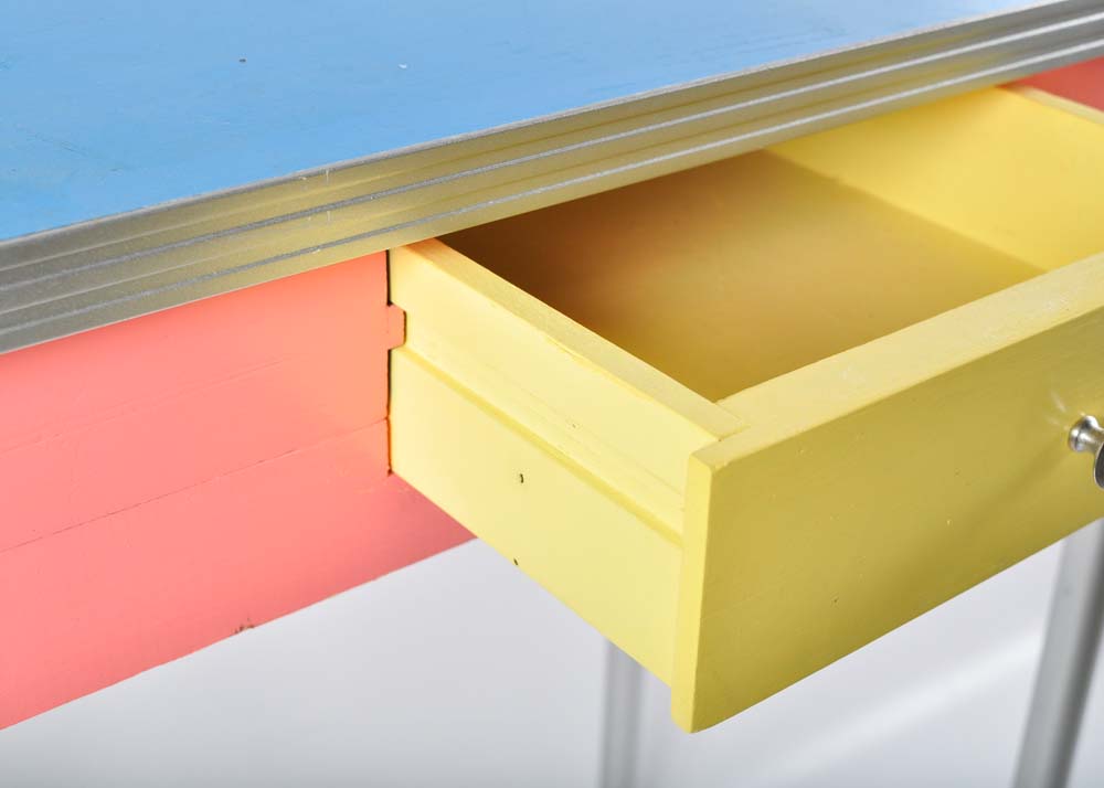 Vintage Painted Child's Desk With Bench