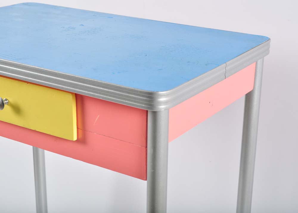 Vintage Painted Child's Desk With Bench