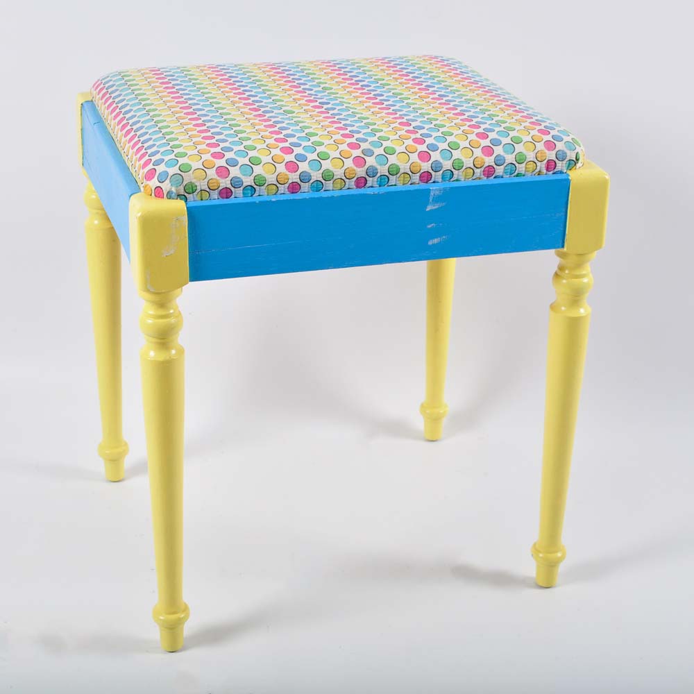 Vintage Painted Child's Desk With Bench