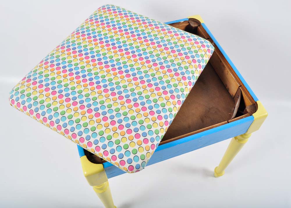 Vintage Painted Child's Desk With Bench