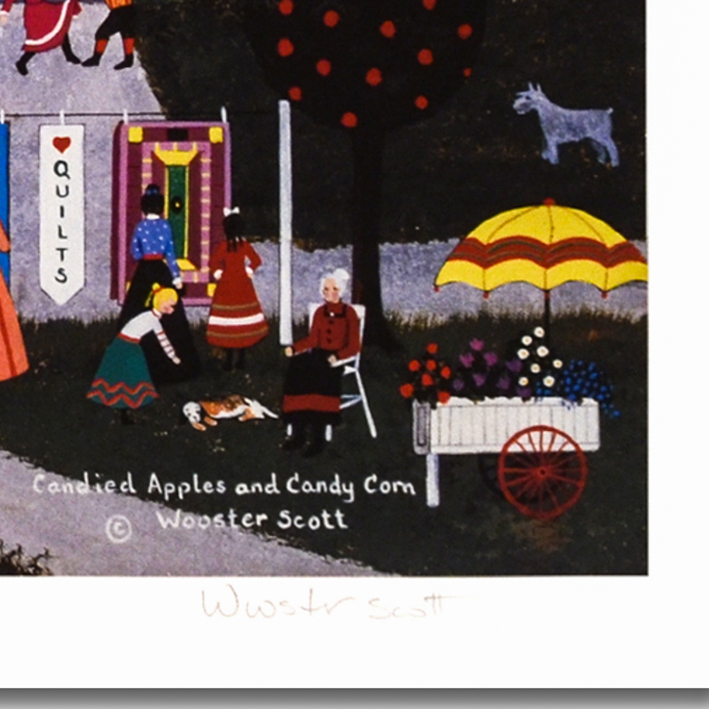 Jane Wooster Scott Limited Edition Signed Lithograph on Paper "Candied Apples and Candy Corn"