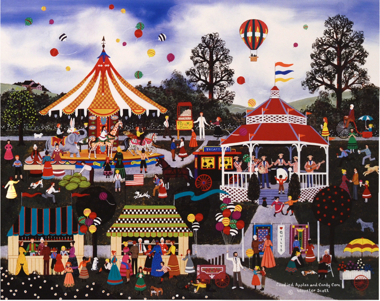 Jane Wooster Scott Limited Edition Signed Lithograph on Paper "Candied Apples and Candy Corn"