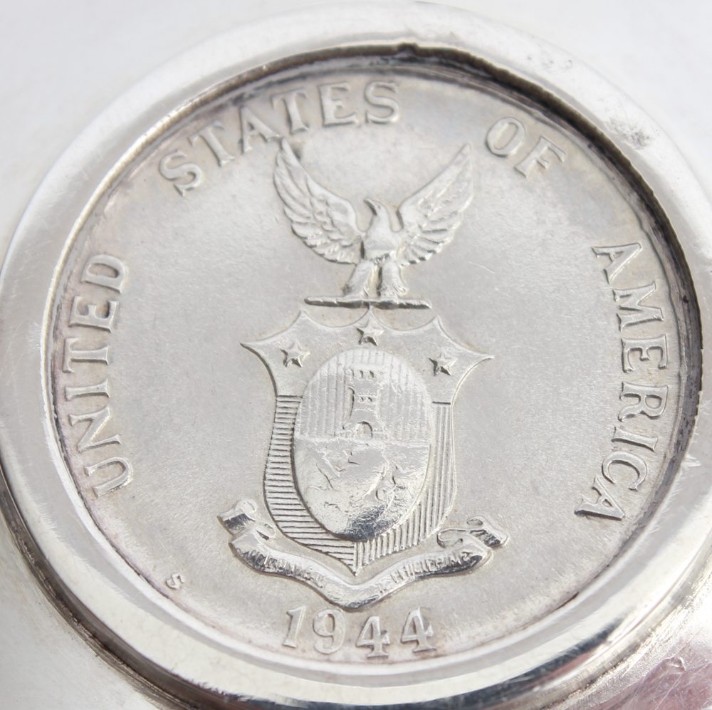 1944 Philippine Centavos Coin Sterling Silver Dish