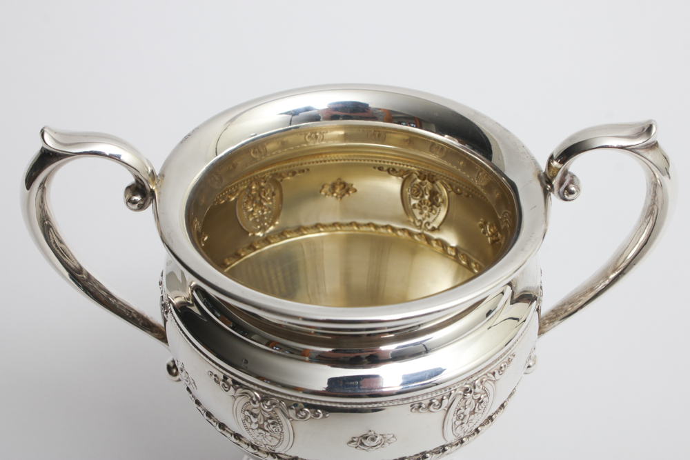Wallace Sterling Silver "Rose Point" Sugar Bowl