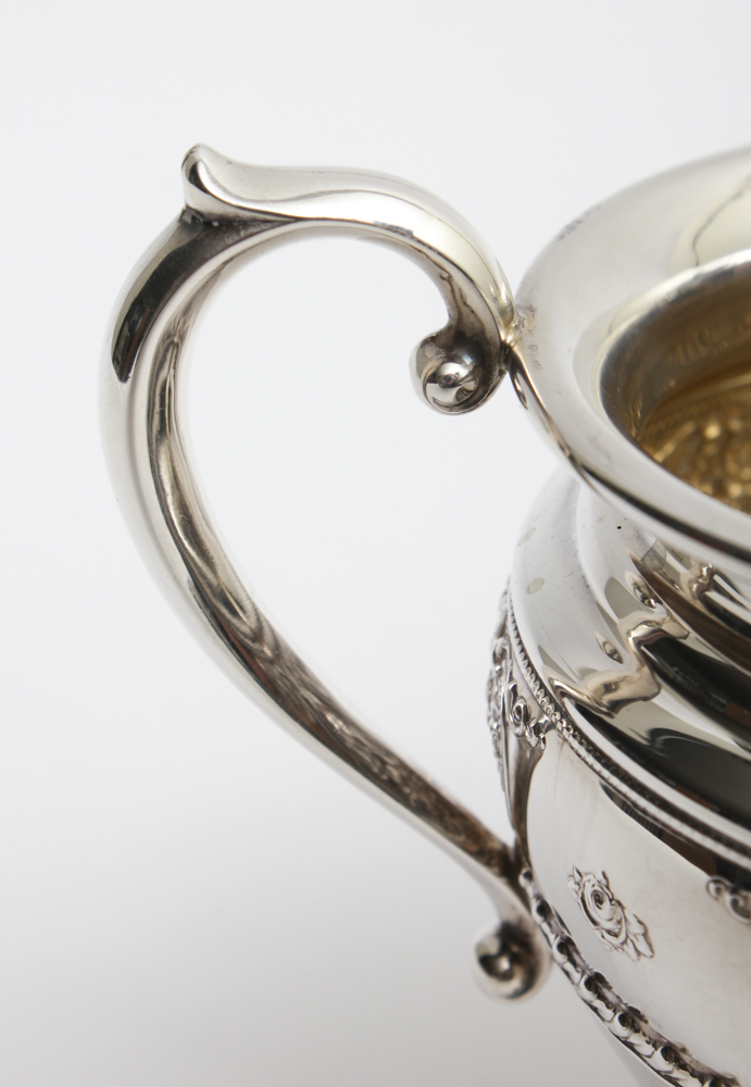 Wallace Sterling Silver "Rose Point" Sugar Bowl