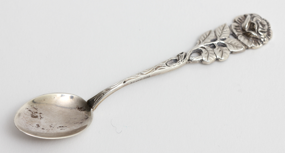 Sterling Rose Pie Server with Six 800 Silver Spoons