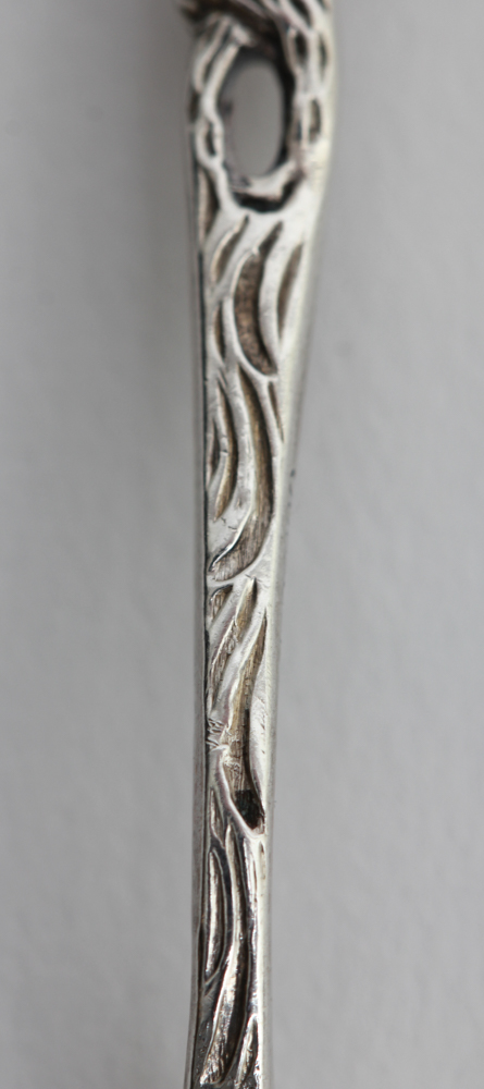 Sterling Rose Pie Server with Six 800 Silver Spoons