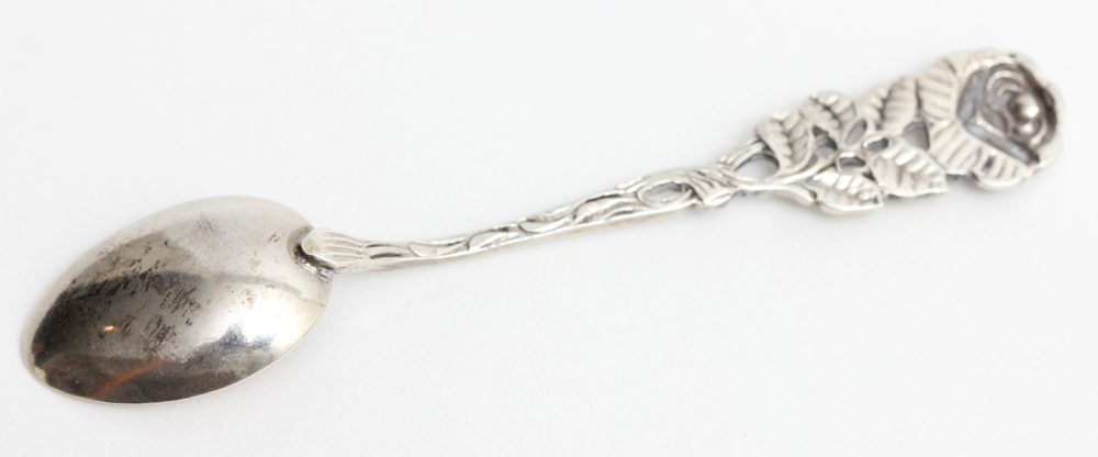 Sterling Rose Pie Server with Six 800 Silver Spoons