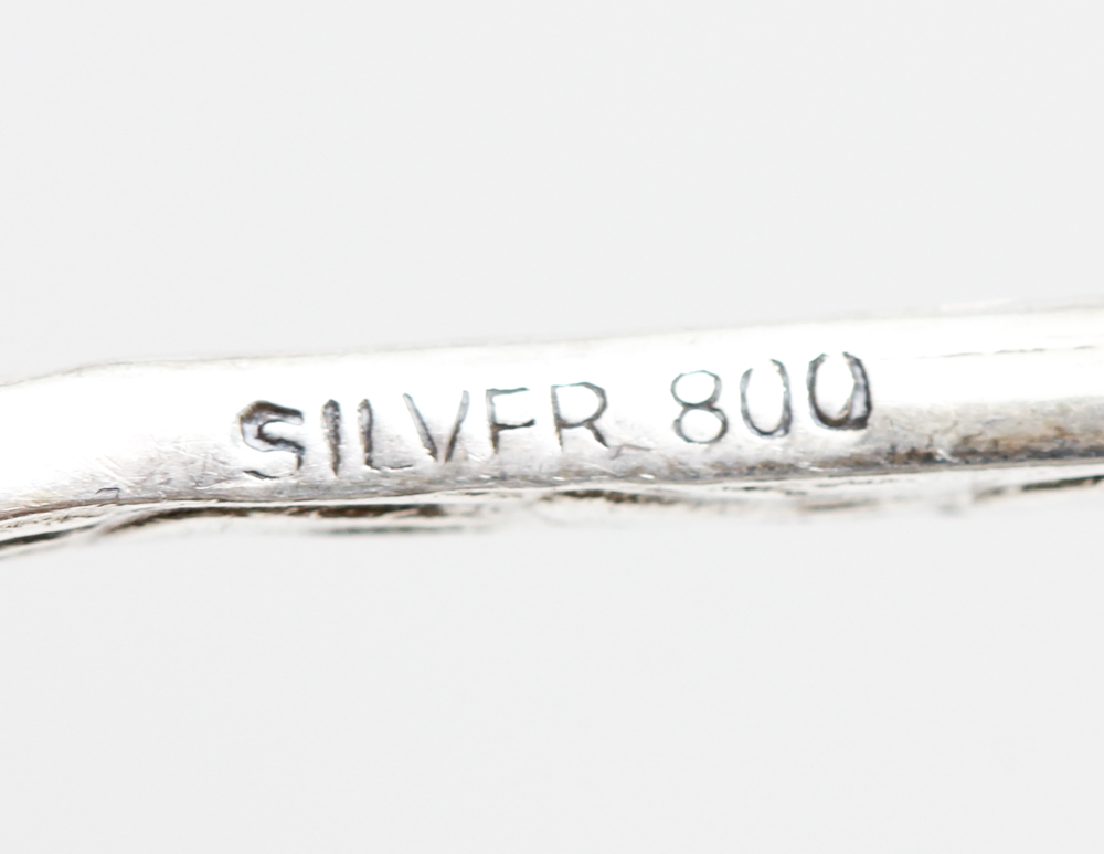 Sterling Rose Pie Server with Six 800 Silver Spoons