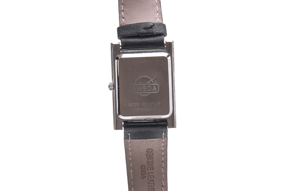 Sweda "Newseum" Genuine Leather Watch