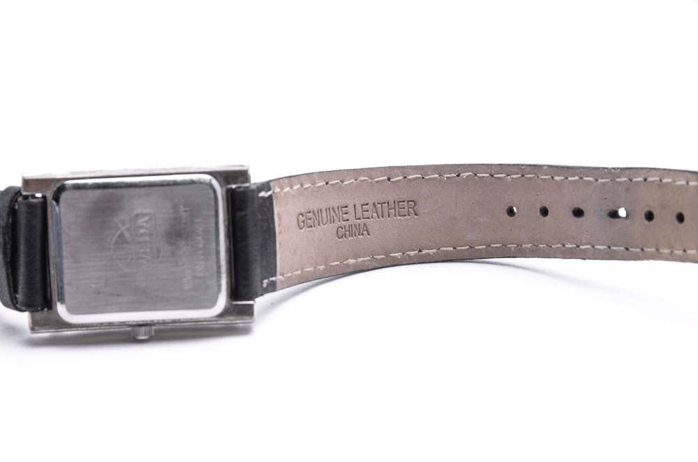 Sweda "Newseum" Genuine Leather Watch