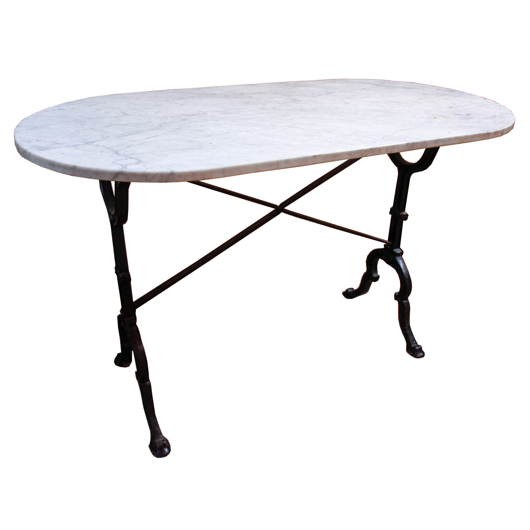 Marble Top Table with Cast Iron Base