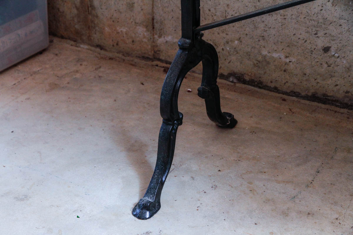 Marble Top Table with Cast Iron Base