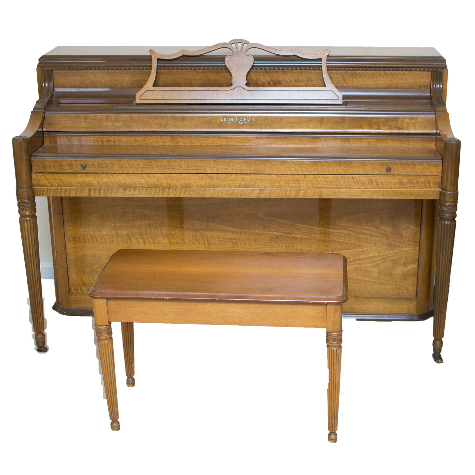 Vintage Kranich & Bach Console Piano With Bench