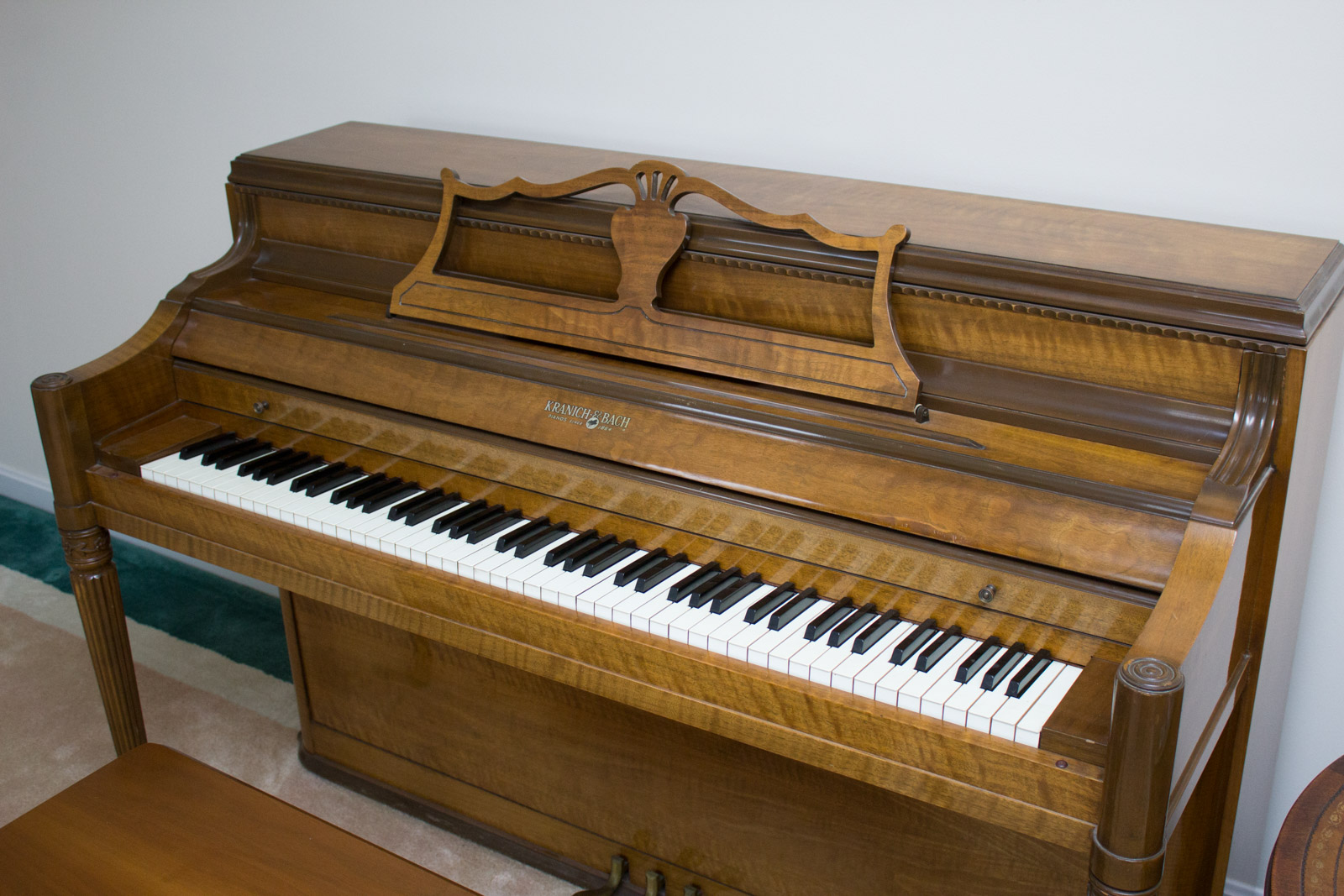 Vintage Kranich & Bach Console Piano With Bench
