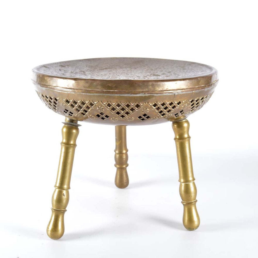 Moroccan Style Brass Foot Warming Stool