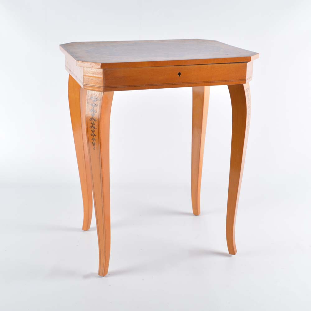 Petite Marquetry Music Box Table