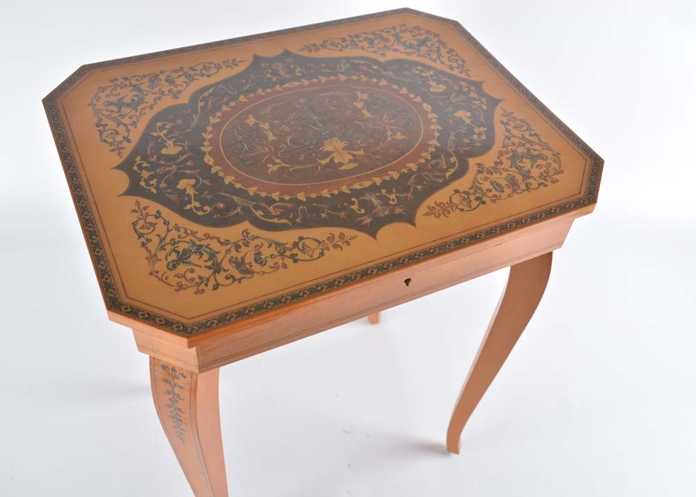 Petite Marquetry Music Box Table