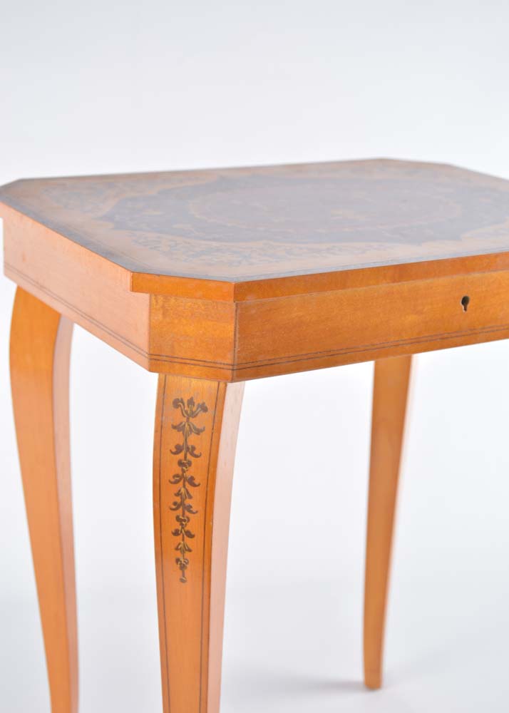Petite Marquetry Music Box Table