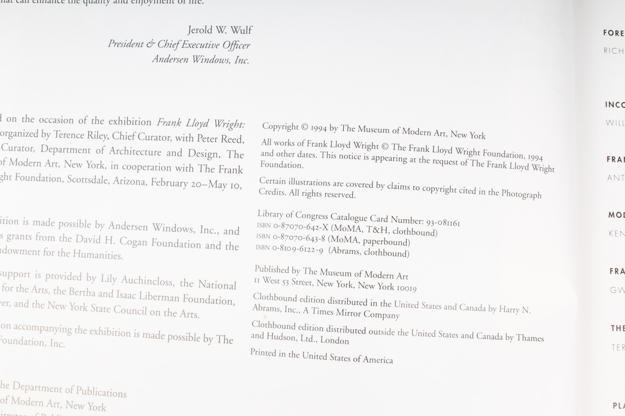 Collection of Frank Lloyd Wright Books