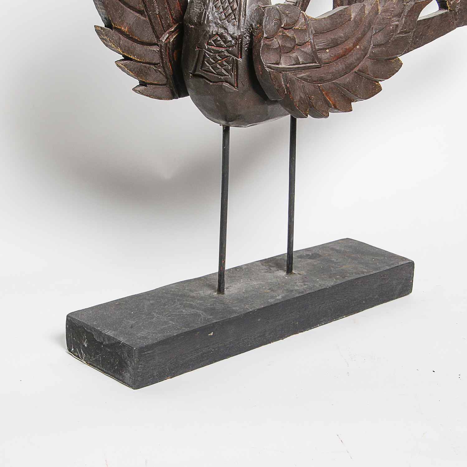 Carved Wooden Southeast Asian Kinnari Figurine on Stand