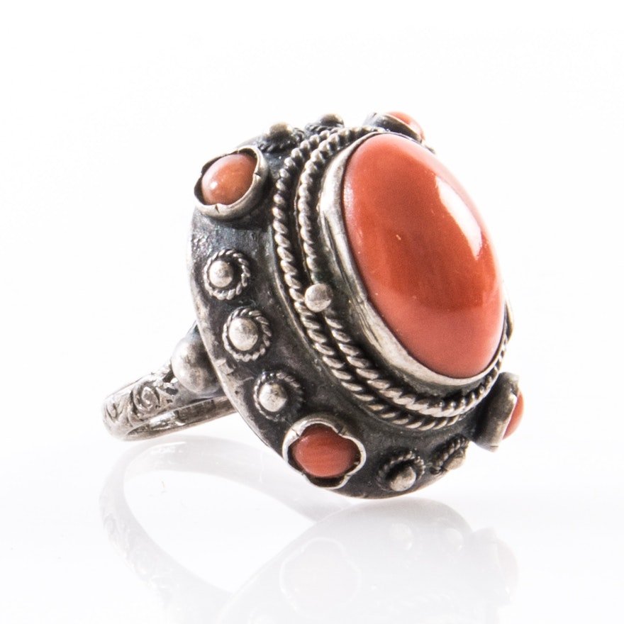 Sterling Silver Coral Poison Ring