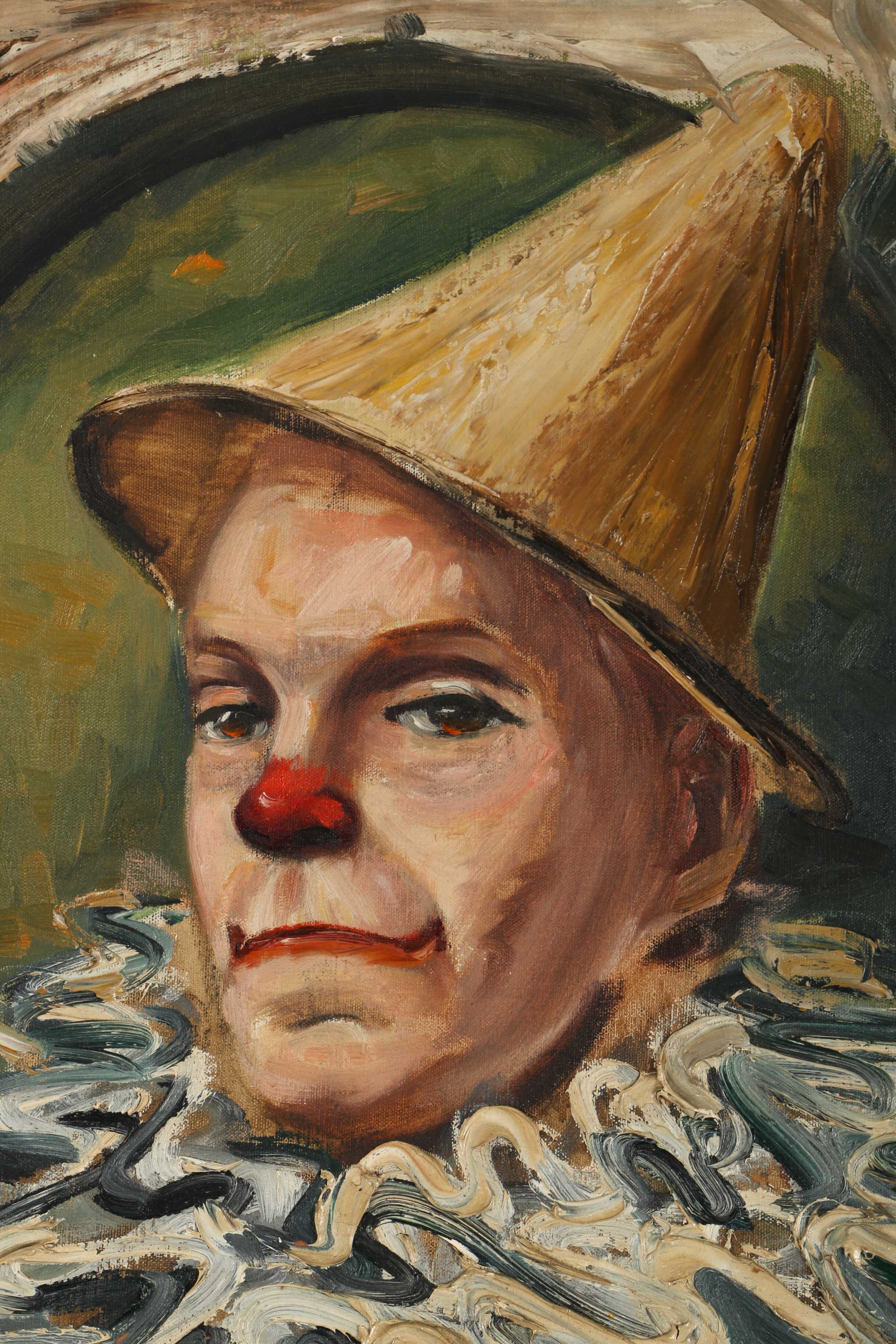 Albert Pels Oil Painting on Unstretched Canvas of a Clown