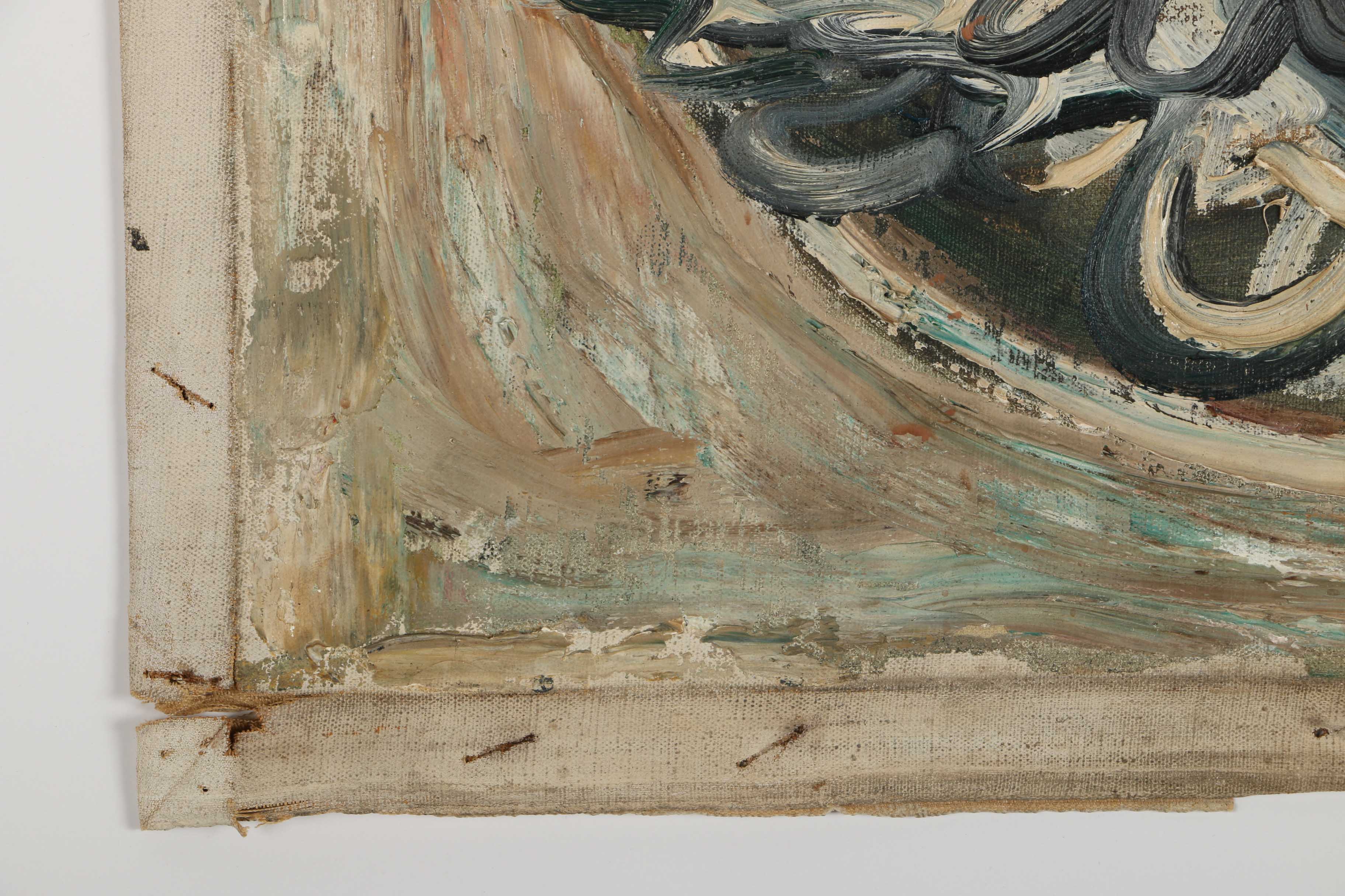 Albert Pels Oil Painting on Unstretched Canvas of a Clown