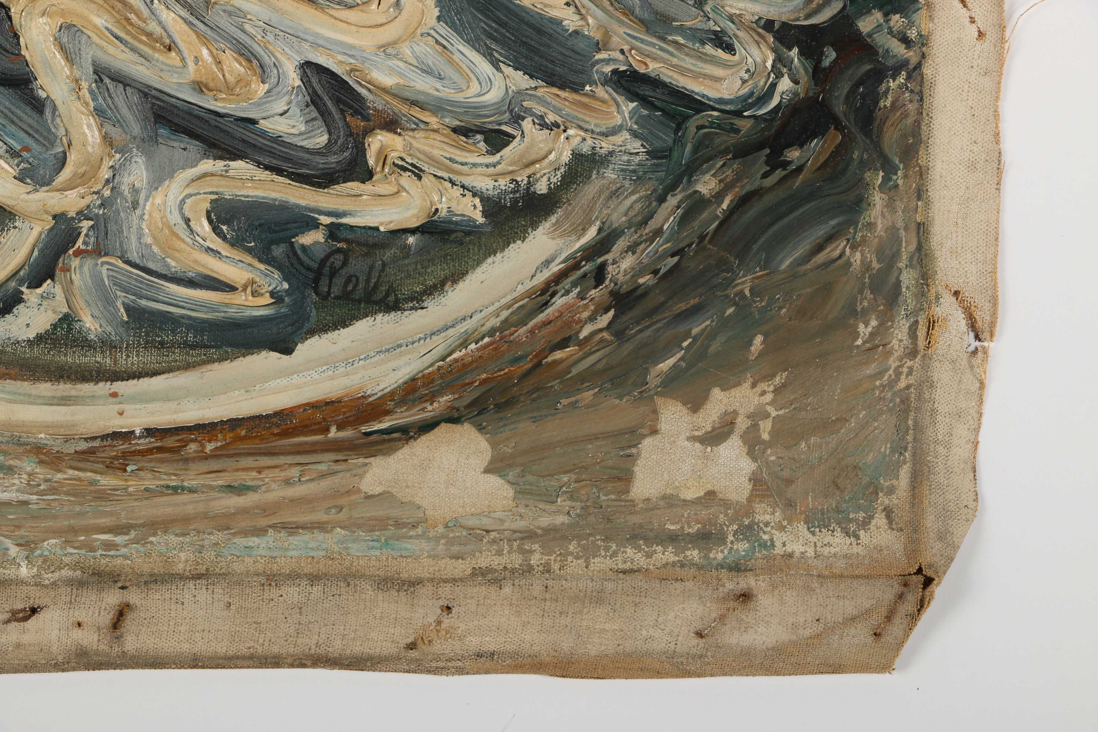 Albert Pels Oil Painting on Unstretched Canvas of a Clown