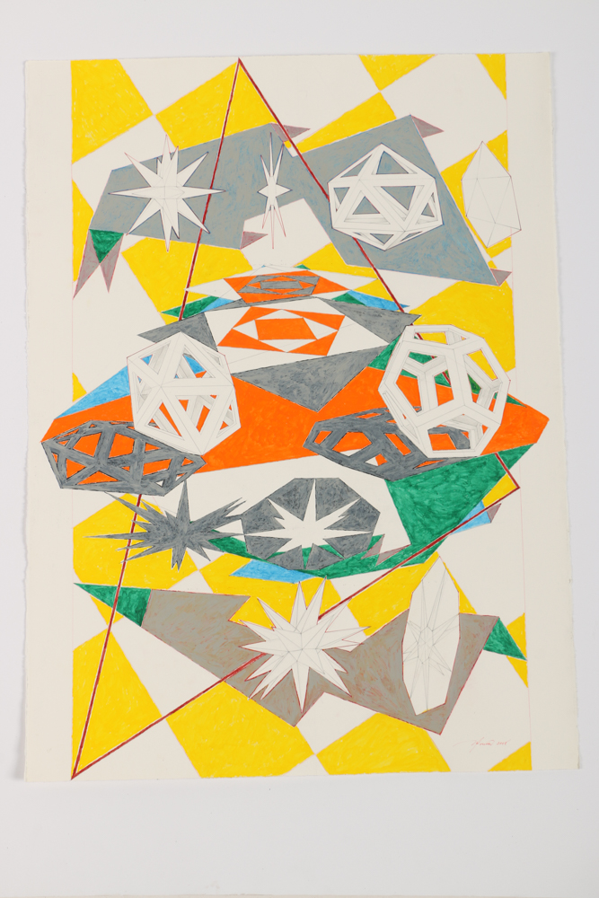 Ricardo Morin Body Color and Graphite on Paper "Platonic Triangulation"