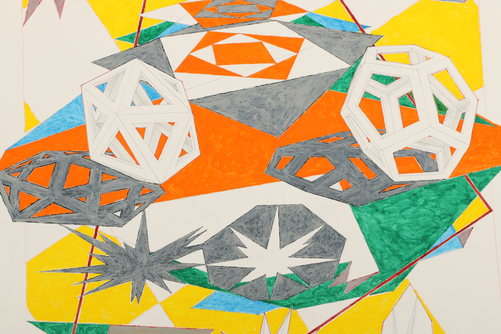 Ricardo Morin Body Color and Graphite on Paper "Platonic Triangulation"