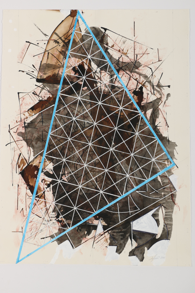 Ricardo Morin Oil Painting on Paper "Triangulation 36"