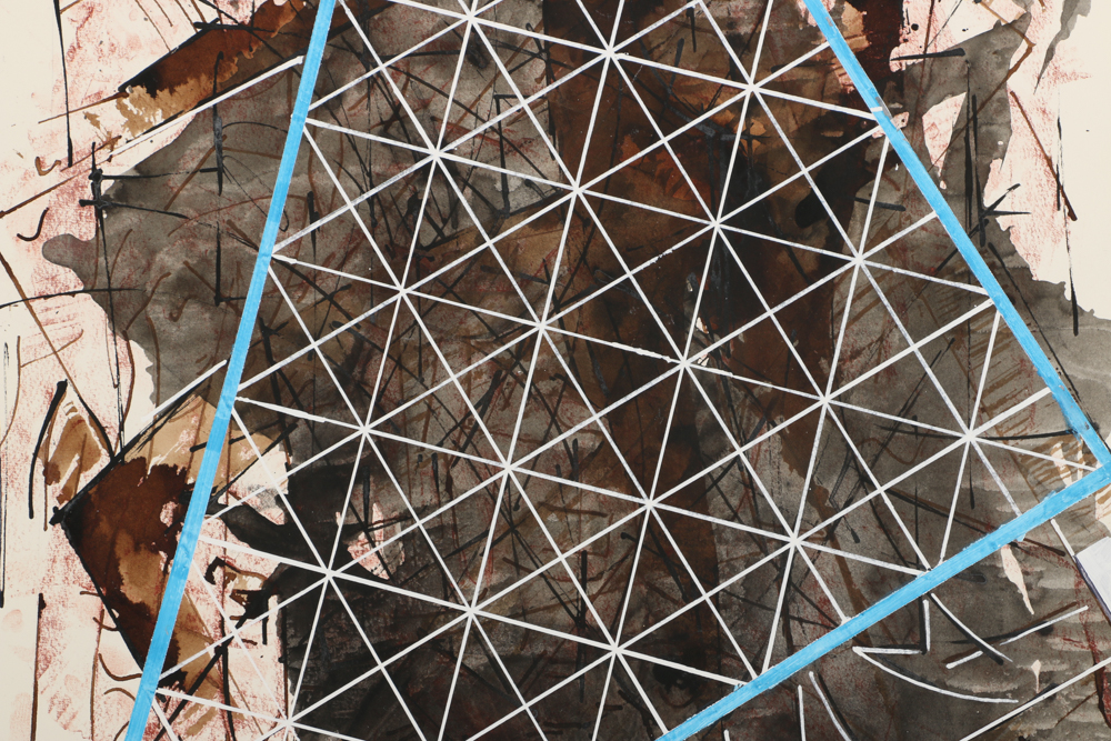 Ricardo Morin Oil Painting on Paper "Triangulation 36"