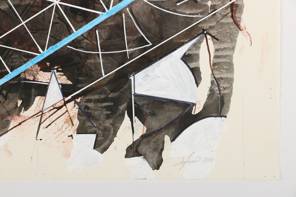 Ricardo Morin Oil Painting on Paper "Triangulation 36"