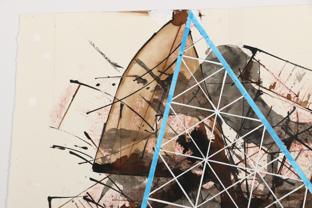 Ricardo Morin Oil Painting on Paper "Triangulation 36"