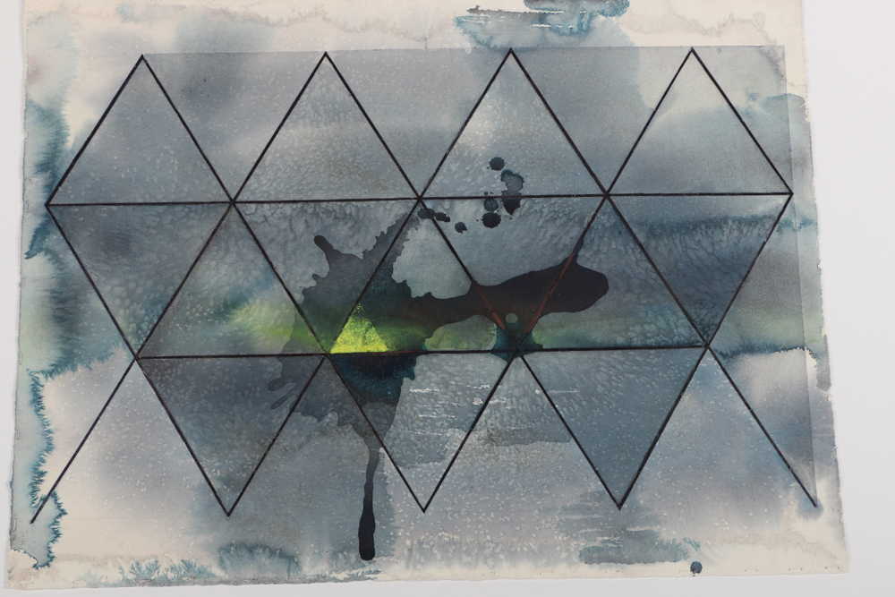 Ricardo Morin Abstract Mixed Media Painting on Paper from "Silence Series"