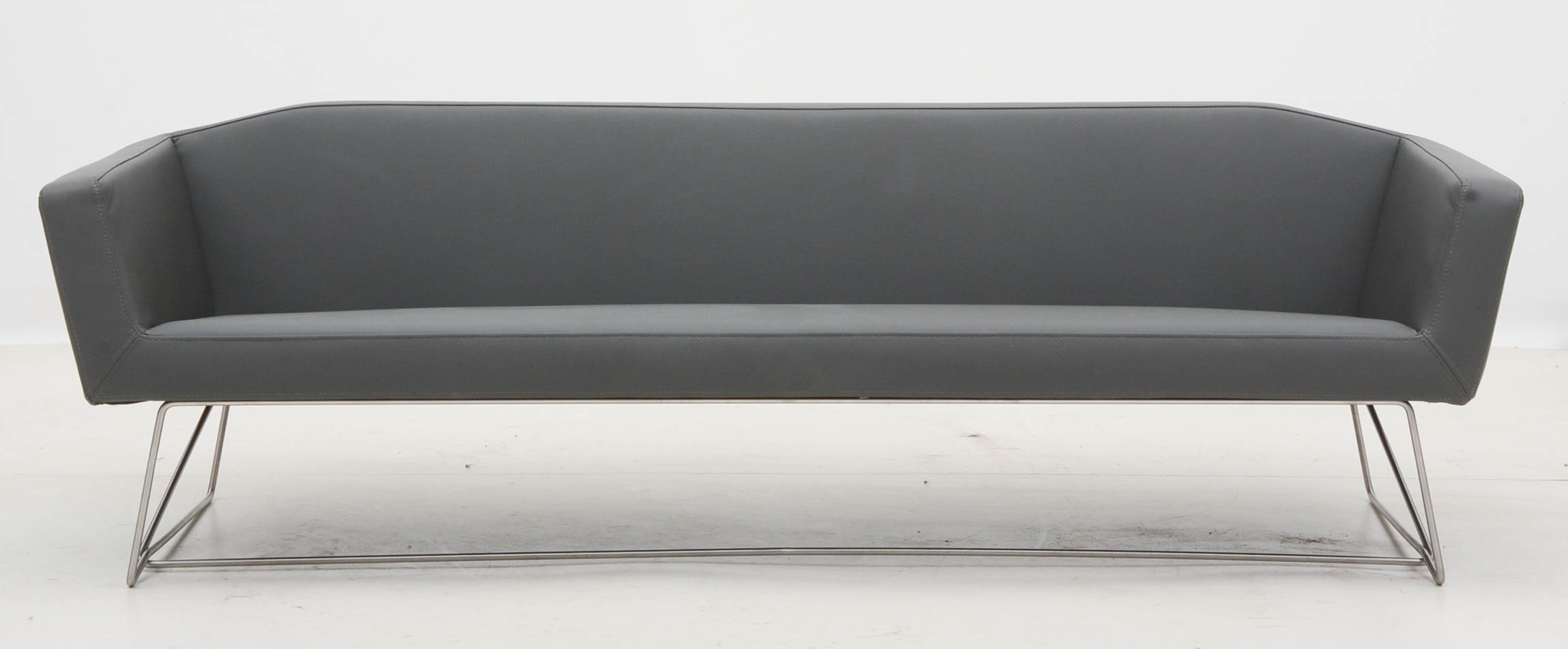 Blu Dot "Swept" Sofa in Slate Gray Leather