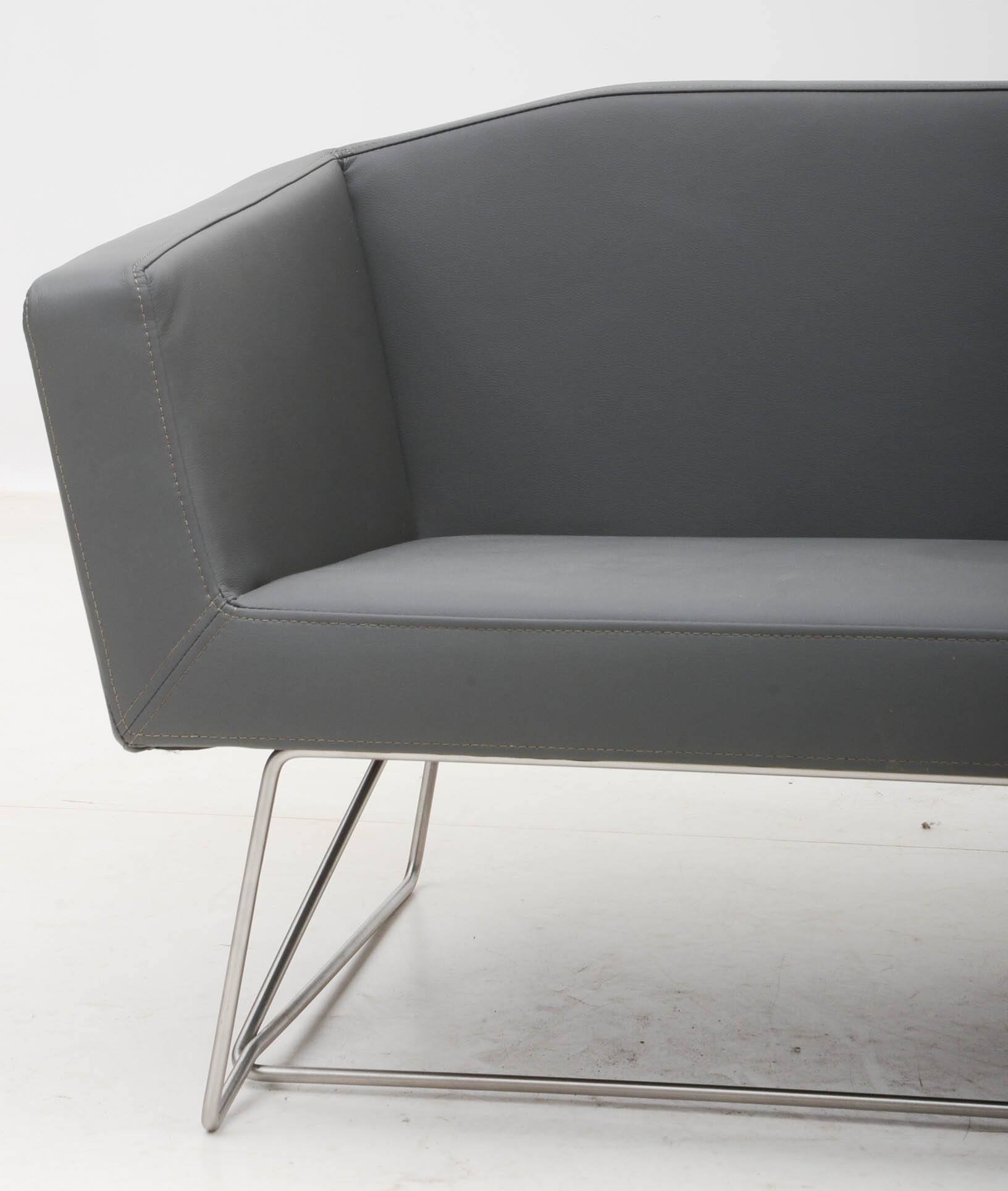 Blu Dot "Swept" Sofa in Slate Gray Leather