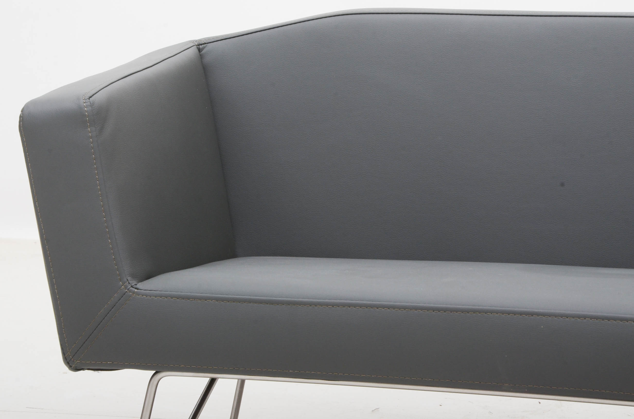 Blu Dot "Swept" Sofa in Slate Gray Leather