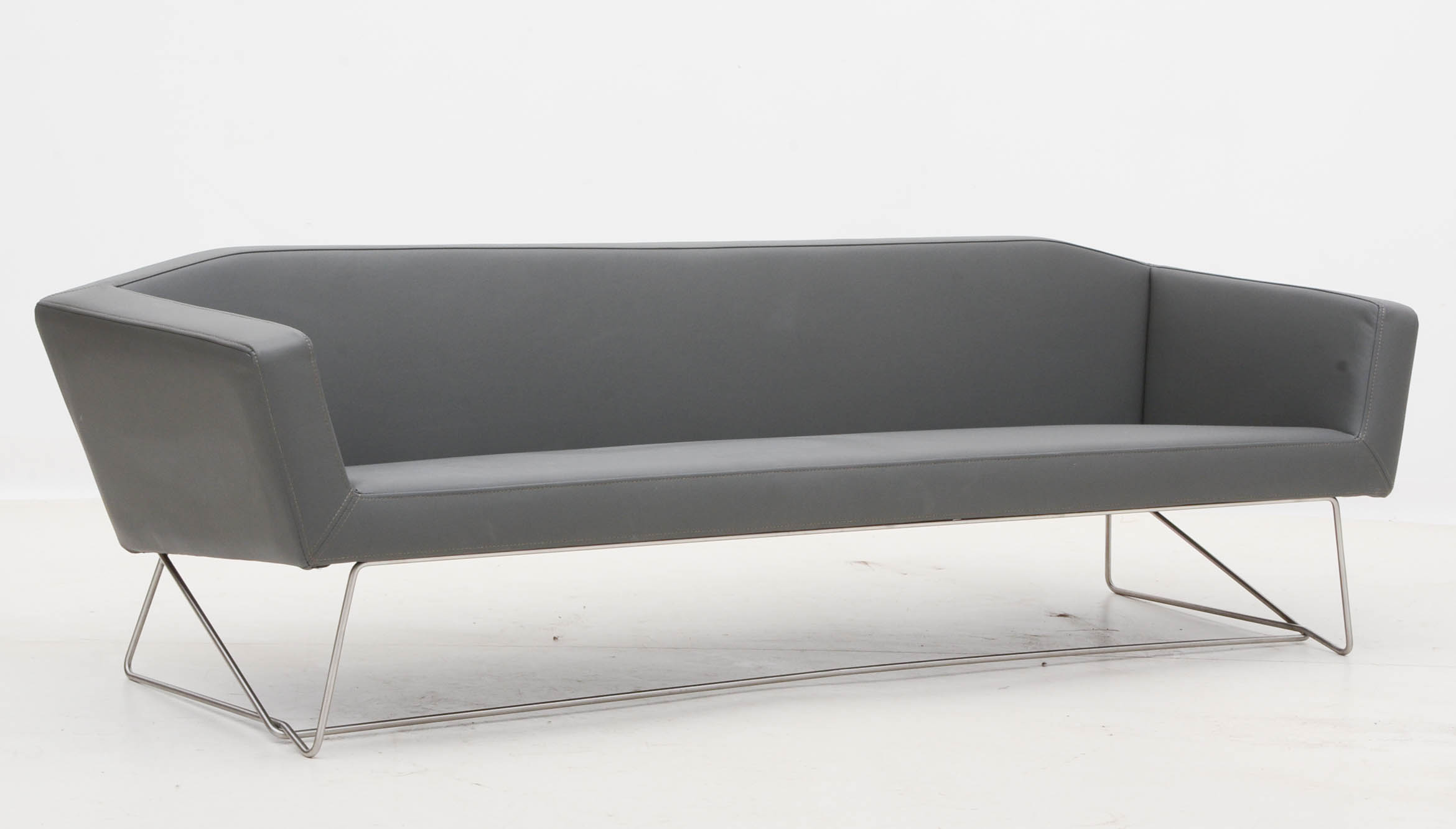 Blu Dot "Swept" Sofa in Slate Gray Leather