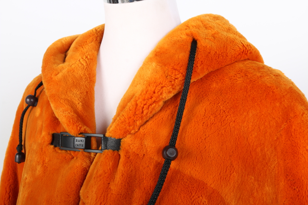 Zuki Orange Mouton Fur Coat