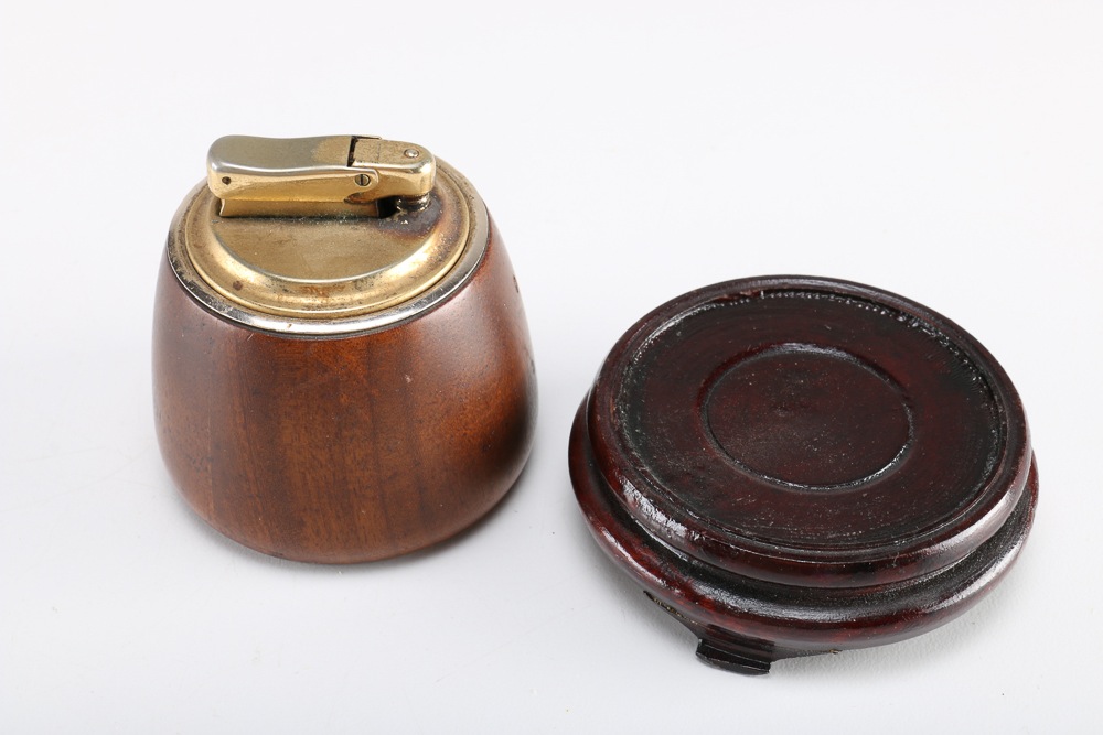 Vintage Colibri Wood Base Table Lighter