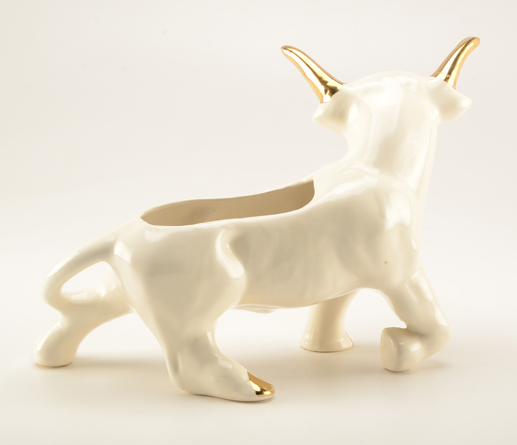 Large Mid-Century Hull-Style Ceramic Bull Planter