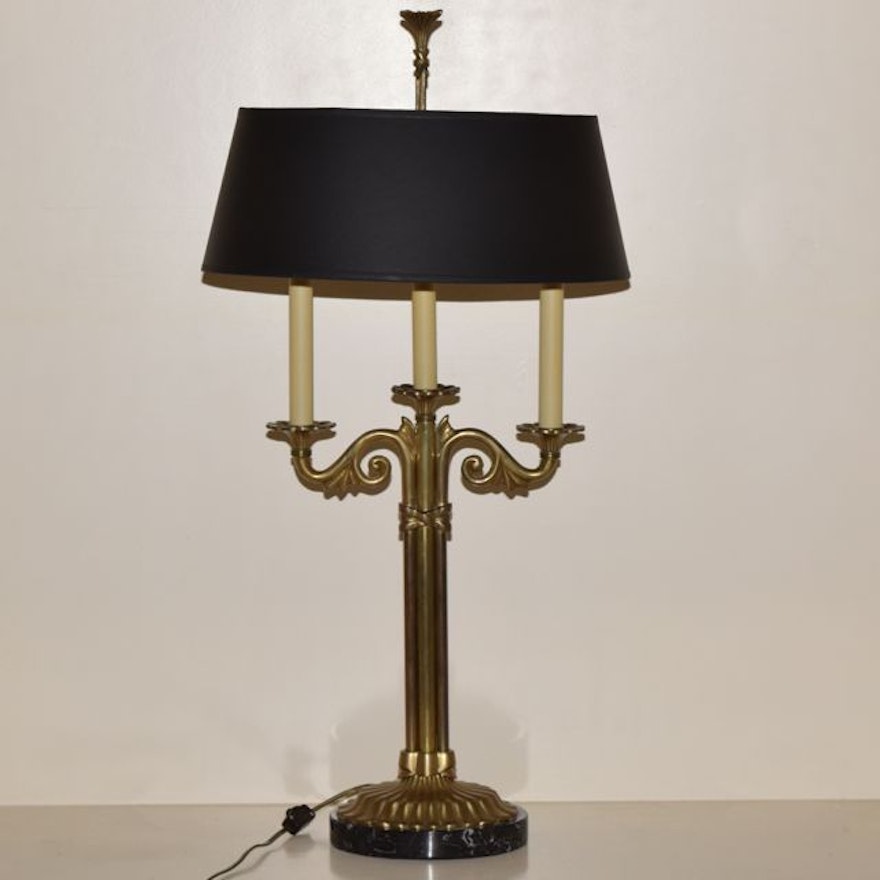 Chapman Brass Two Light Lamp with Marble Base